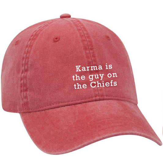 Karma Red Embroidered Dad Hat